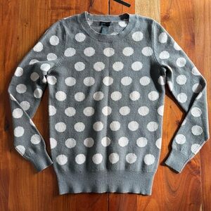 Only Mine Cashmere Blend Gray and Pink Polka Dot Sweater